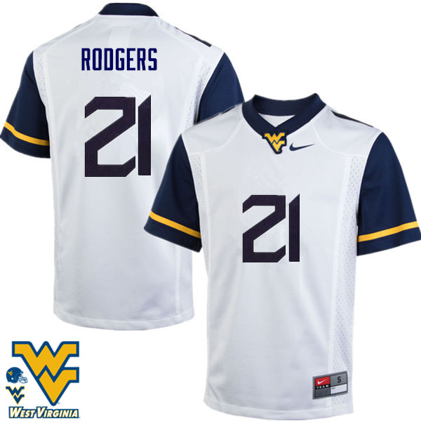 NCAA Men's Ira Errett Rodgers West Virginia Mountaineers White #21 Nike Stitched Football College Authentic Jersey HP23K81UN